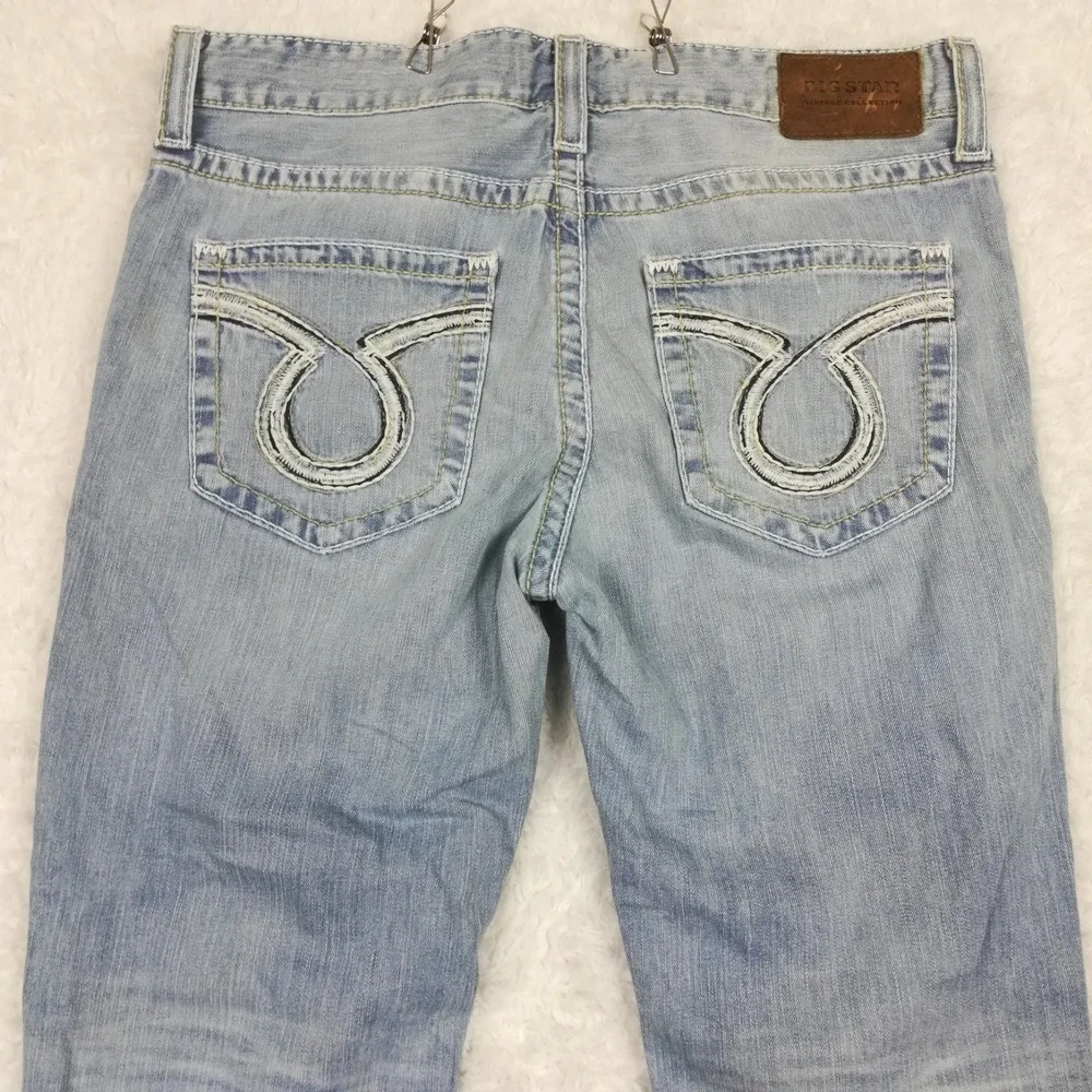 Big Star Mens Jeans Union Regular Straight Leg Blue Denim Light Wash Short 36S
